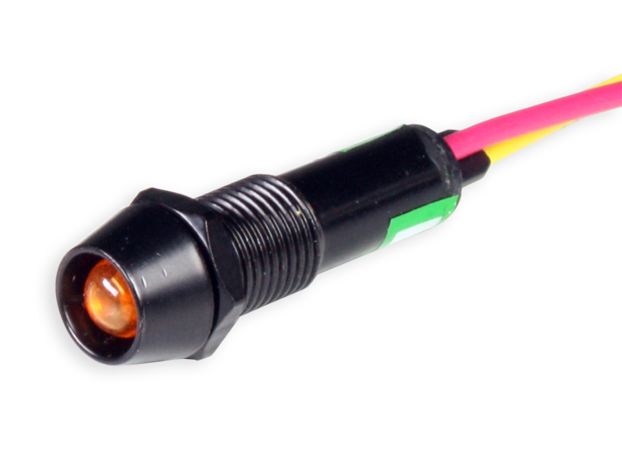 SWITCHTRONIX - Indicador LED 8 mm 12 V Âmbar - Corpo Preto