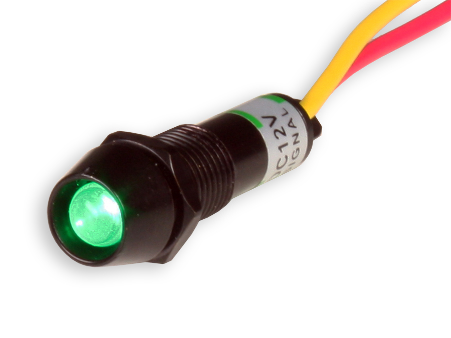 SWITCHTRONIX - Indicador LED 8 mm 12 V Verde - Corpo Preto
