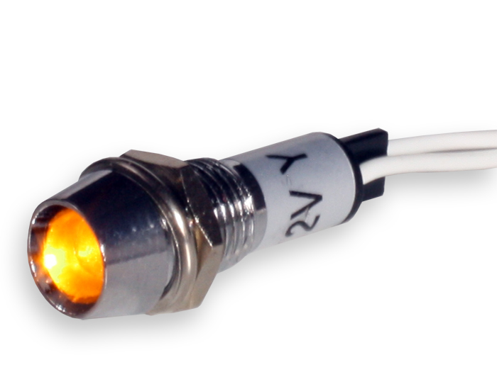 SWITCHTRONIX - Voyant LED 8 mm 220 V Jaune - Chrome