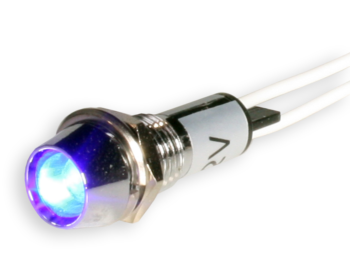 SWITCHTRONIX - Voyant LED 8 mm 220 V Bleu - Chrome
