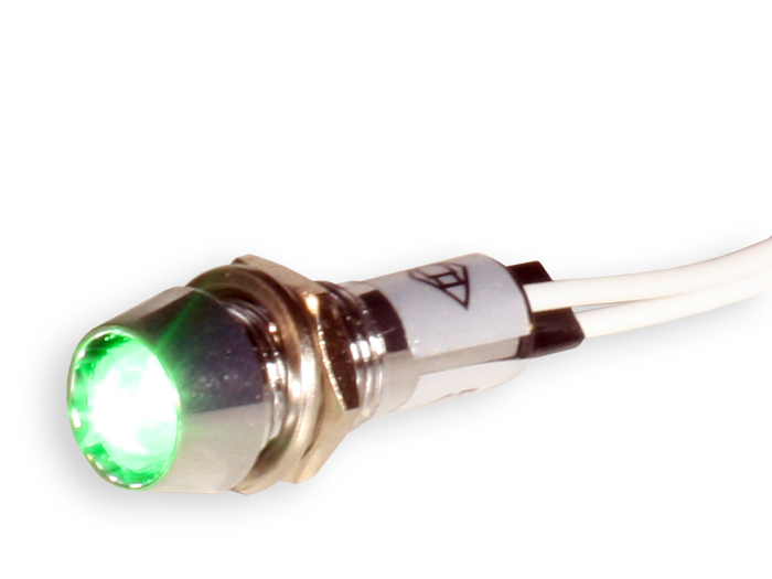 SWITCHTRONIX - Voyant LED 8 mm 24 V Vert - Chrome