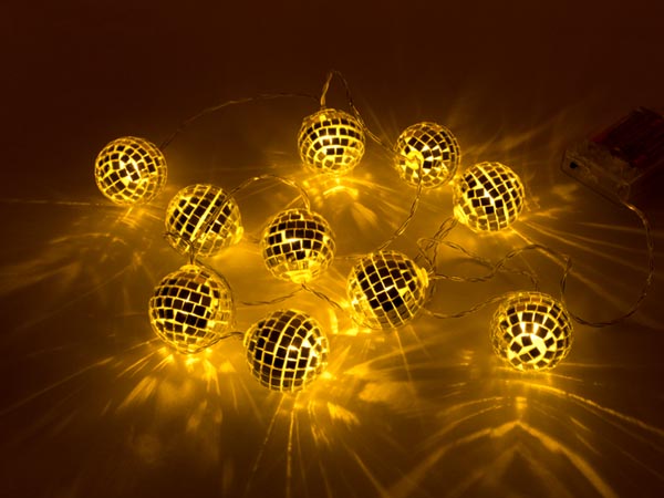 Cadeia de Luz LED para Natal A LEDs - 10 Bolas de Espelhos - XML38