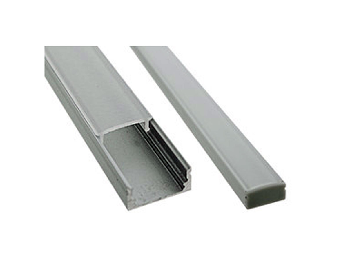 Straight Aluminium Profile for LED Strips - Semi Matte Cover - 1 m