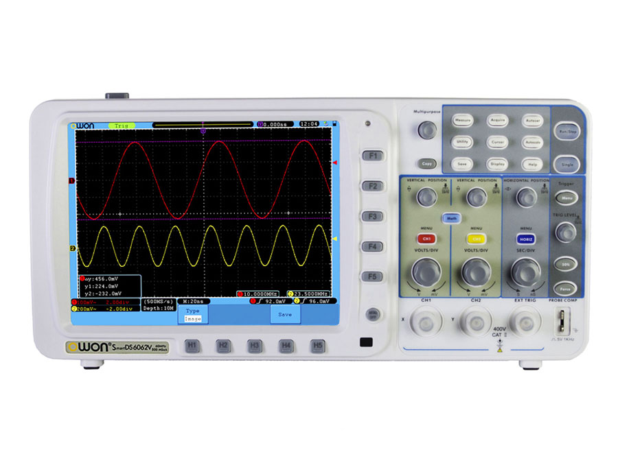 Osciloscopio portátil, osciloscopio digital de 2 canales de alto ancho de  banda, medición de espectro FFT y cursor, 14 opciones de medición, ARM