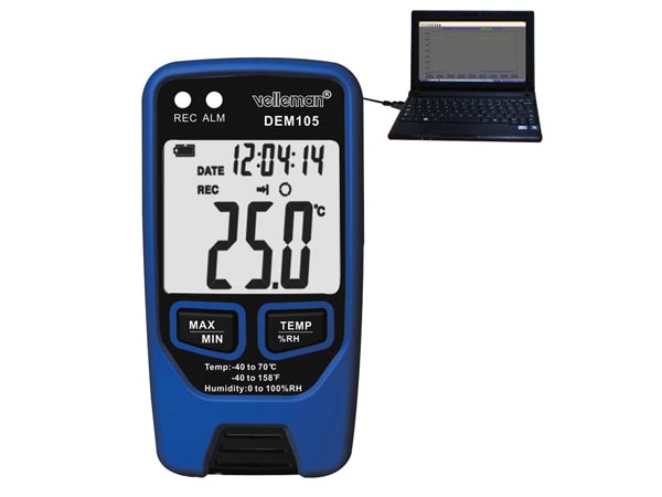 Enregistreur de Données Thermiques et de Taux d&aposHumidité avec Port USB - DEM105