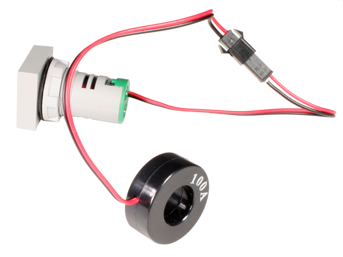 SWITCHTRONIX - Amperímetro Digital de Panel Ø22 mm con LED Verde - 0 a 100A AC