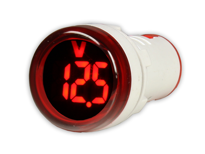 SWITCHTRONIX - Voltímetro Digital - 3,5 .. 60 Vcc - Rojo - Ø22mm