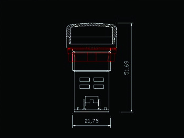 Voltímetro Digital - 3,5 .. 60 Vcc - Rojo - Ø22mm