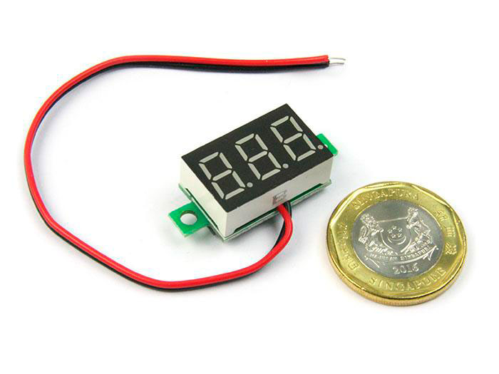 SWITCHTRONIX - Voltímetro Digital com LED - 3,2 .. 30 Vcc - APENAS 2 Fios