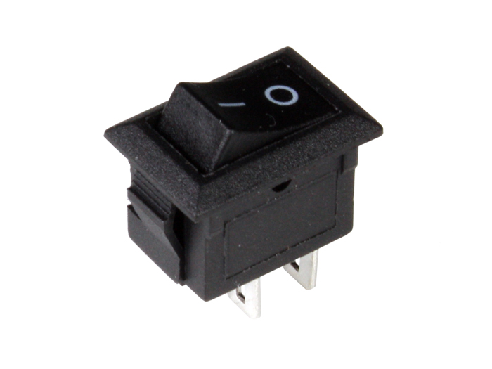 2P 1C - Miniature Rocker Switch - Black Button