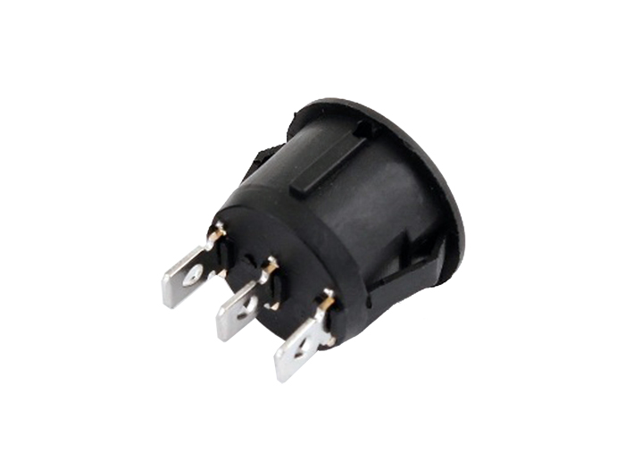 2P 1C - Two-Way Rocker Switch - Black Button - Miniature