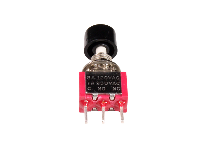 Panel-Mount Push Button Switch - 1NO + 1NC - Black Button
