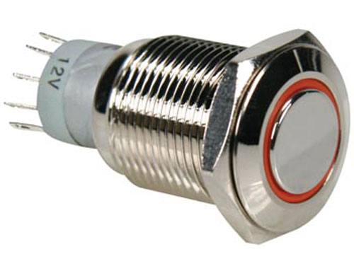 Serie 40 - Botão de Pressão Painel Prateado - 1NA + 1NF - LED Laranja 12 V