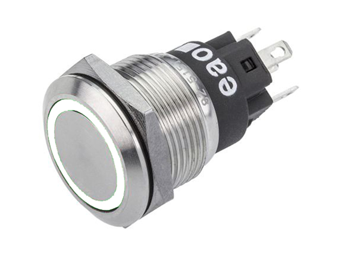 EAO Serie 82 - Pulsador Panel Antivandálico sin Enclavamiento - IP67 - Ø19 mm - 1NA + 1NC - LED Blanco 12 V - 82-5151.1153