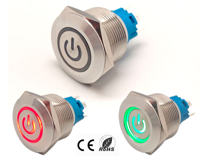 Serie 54 - Anti-Vandal Push Button Switch with Interlocking - IP65 - Ø22 mm - 1NA + 1NC - LED Red-Green 12 V