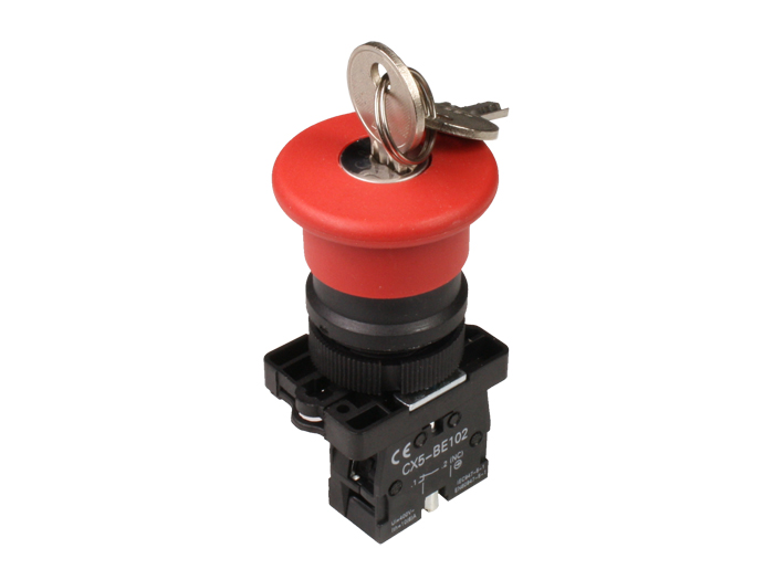 SWITCHTRONIX - Botão de Paragem de Emergência Ø22mm 1NF - Botão Ø40 mm - Girar para liberar pela Chave