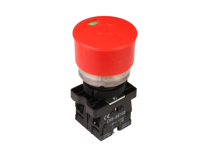 SWITCHTRONIX - Botão de Paragem de Emergência Ø22 mm 1NF + 1NF - Botão Ø40 mm - empurrar-puxar