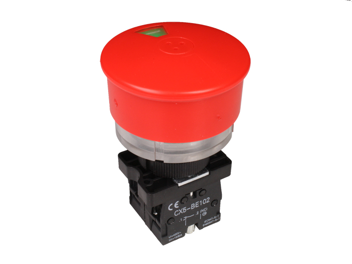 SWITCHTRONIX - Botão de Paragem de Emergência Ø22 mm 1NF + 1NF - Botão Ø54 mm - empurrar-puxar