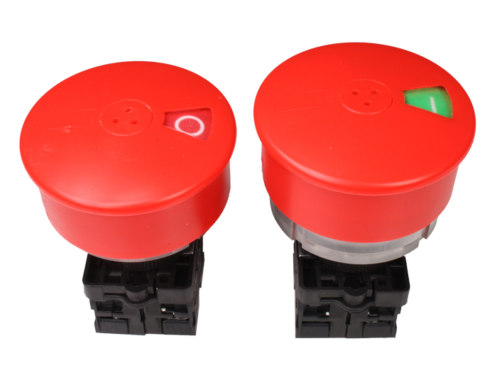 SWITCHTRONIX - Ø22 mm 1NC + 1NC Mushroom Stop Button - Ø54 mm Mushroom Emergency Button - Push-pull