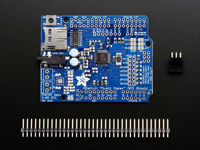 Adafruit Adafruit &quotMusic Maker&quot MP3 Shield for Arduino - Arduino Shield Board - 1790