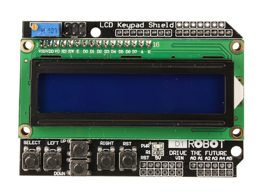 Arduino LCD 16X2 Shield - Blanco Sobre Azul