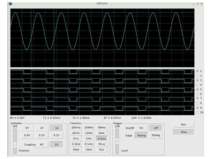 Velleman VM205 - Módulo Osciloscopio y Analizador Lógico para Raspberry Pi