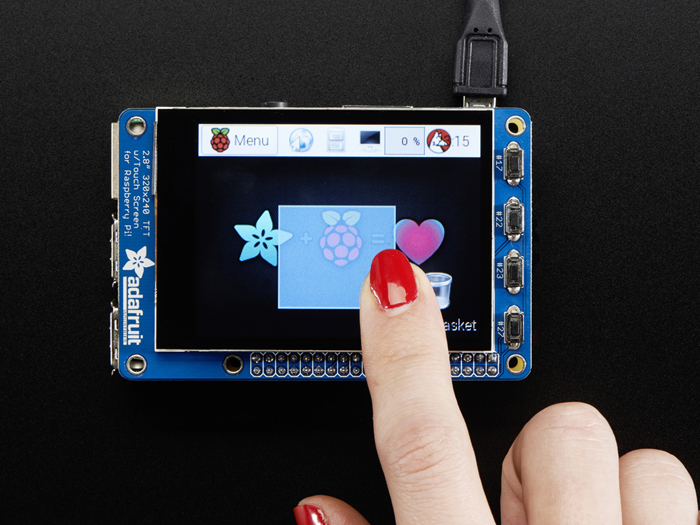 Adafruit PiTFT plus - Tela TFT Tátil Capacitiva 2,8” 320 x 240 px para Raspberry Pi - 2423