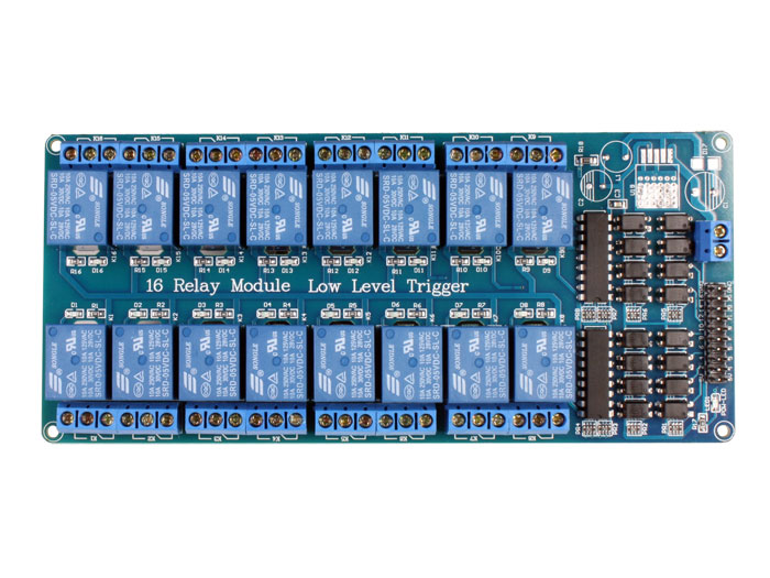 16-Channel Optocoupled Relay Board – 5V, 10A