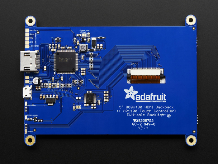 Adafruit 2260 - 800 x 482 px 5” TFT with Touch Screen - HDMI