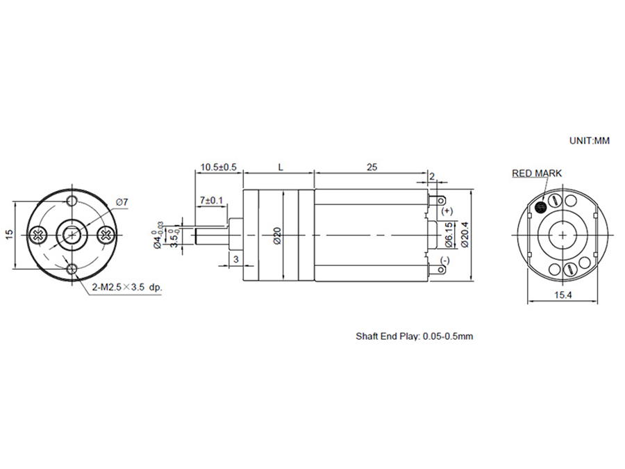 Moteur 20 mm 6 Vcc - 480 rpm
