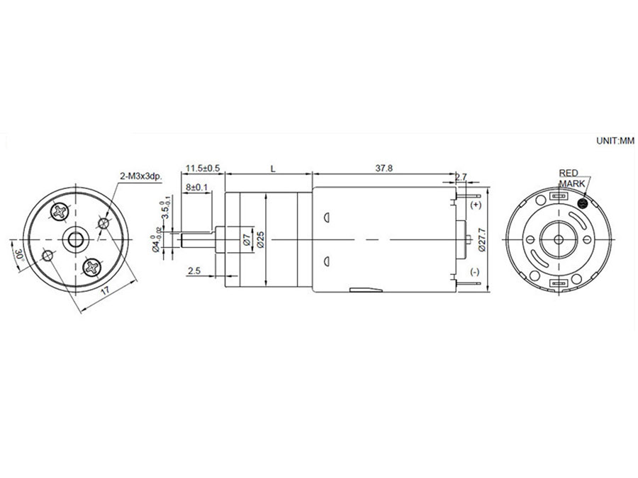 Moteur 20 mm 12 Vcc - 35 rpm - ET-SGM25D-1235