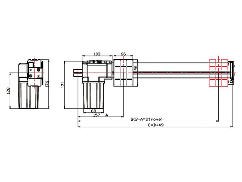 Actuador Linear 12 V - 330 mm - con Deslizador