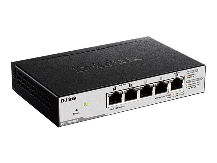 D-Link DGS-1100-05PDV2 - Switch 5 Ports - 2 sont des Ports PoE - 10/100/1000 Mbps