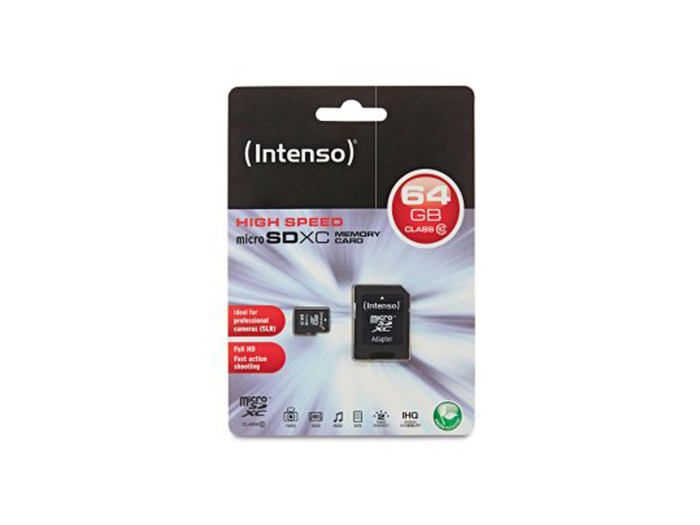 Intenso 3413490 - Carte Mémoire microSD/SD - 64 Gbyte - Classe 10