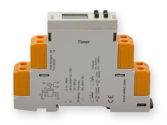 Selec 600DT-CU - Relais Chronométrage Multi-fonctionnel 15 modes - 20 .. 240 Vca Vcc - 600DT-CU