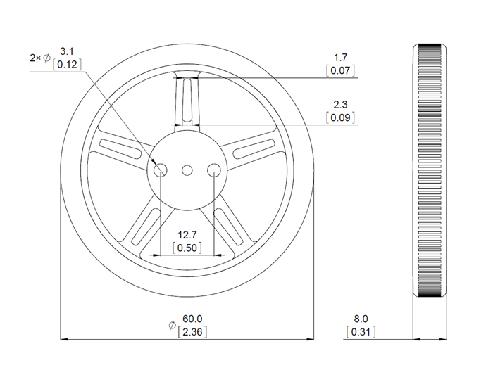 Par de Rodas 62 x 8 mm para FSR90 - 2819