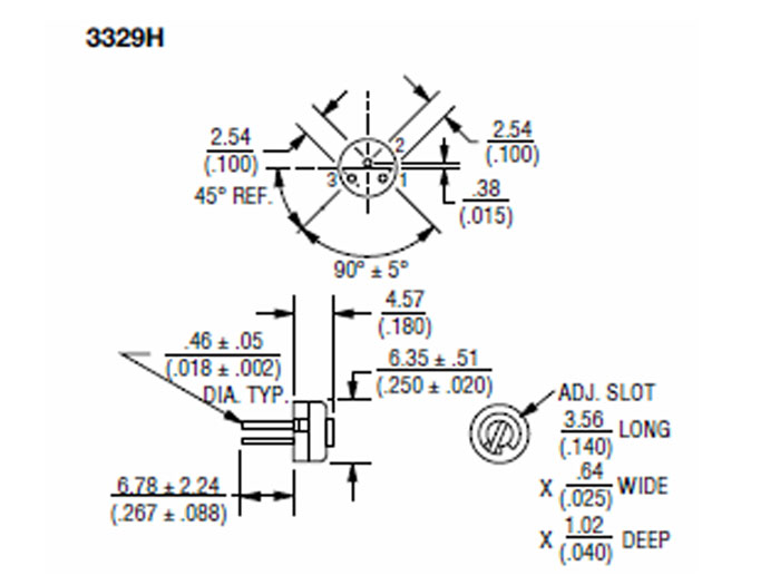 Bourns 3329H - Potenciómetro de Ajuste Vertical - 2 KOhms