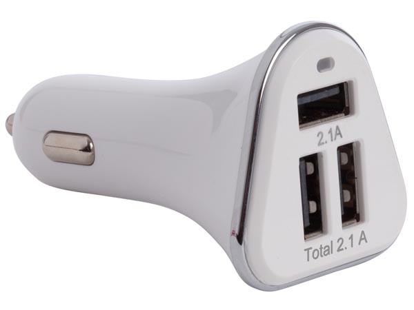 Alimentação USB para isqueiro de Carro - Tripla Conexão - 5V - 4,2 A - 21 W máx