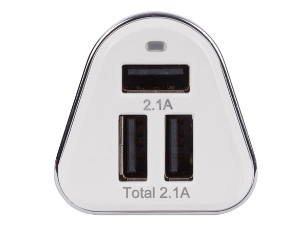 Alimentação USB para isqueiro de Carro - Tripla Conexão - 5V - 4,2 A - 21 W máx