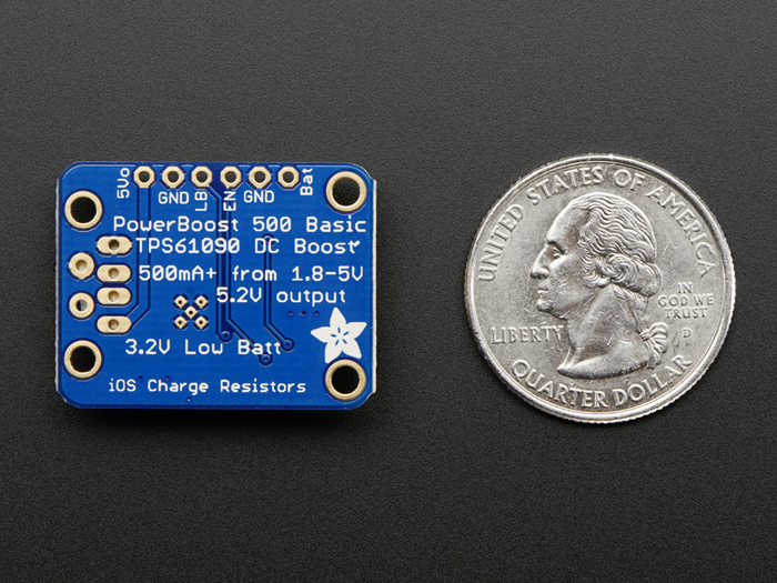 Adafruit Powerboost 500 Basic - Convertidor DC-DC - In: 1,8 .. 3,7 V - Out: 5 V - 500 mA - 5V USB - 1903