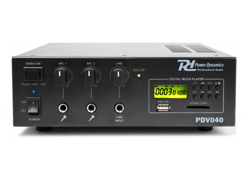 Power Dynamics PDV040 - Amplificador Megafone MP3 - Amplificador 40 W - 100 V - 12 V