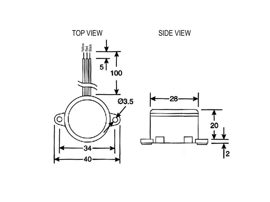 DB Products Limited DB-E28 - Magnetic Buzzer 2 Tones - 6 Vdc - 2D3060LF-LA