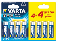 Varta LR06 - 1.5 V AA Alkaline Battery - 8 Unit Blister Pack