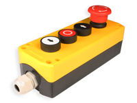 3 emergency Mushroom Push Button Control Box - with Glands