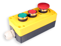 2 emergency Mushroom and 1NO + 1NC Push Button Control Box - with Glands