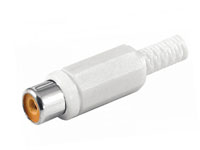 Plastic Straight Cable-Mount RCA Female Connector - White