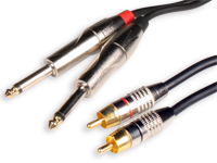 2 6.3 Mono Jack Male to 2 RCA Male Cable - 2 m