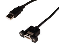Cabo USB 2.0 - USB-A Macho a USB-A Fêmea - 0,25 m - Fixação Chassis