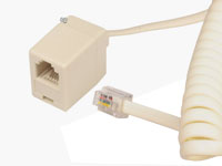 4 Way 2.10 m Ivory Spiral Telephone Extension Lead