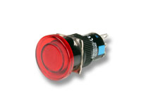 Panel-Mount Push Button Switch - Ø16 mm - 1NO + 1NC - Illuminated Red - 24 V LED